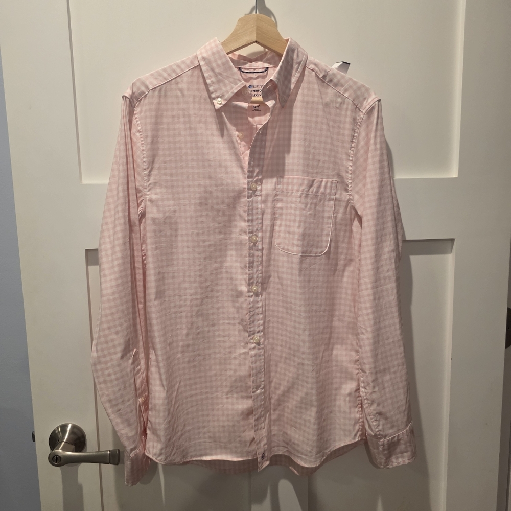 Vineyard Vines On the Go Performance Long Sleeve Shirt Pink Gingham S Coastal